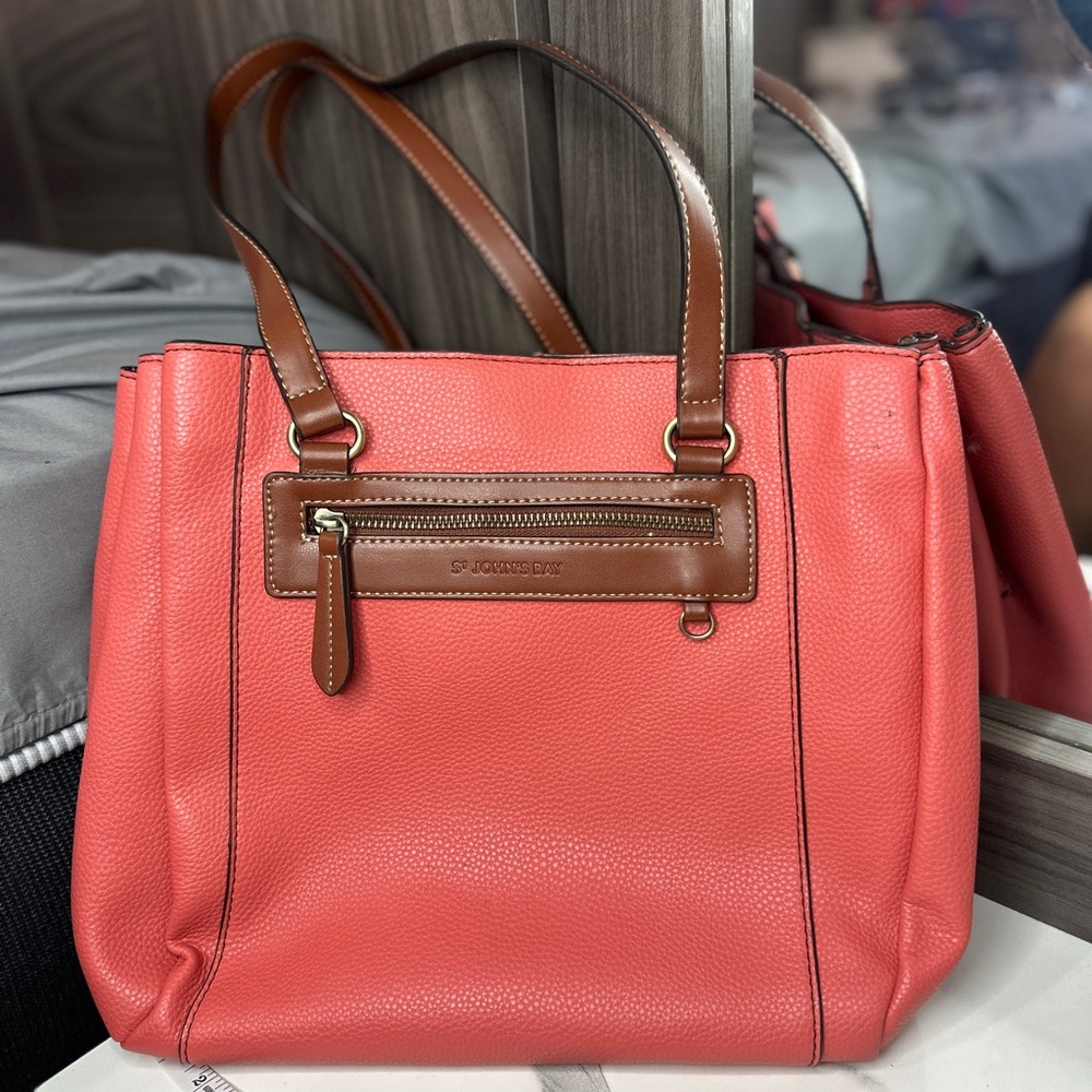 Coral Leather Bag by St. Johns Bay